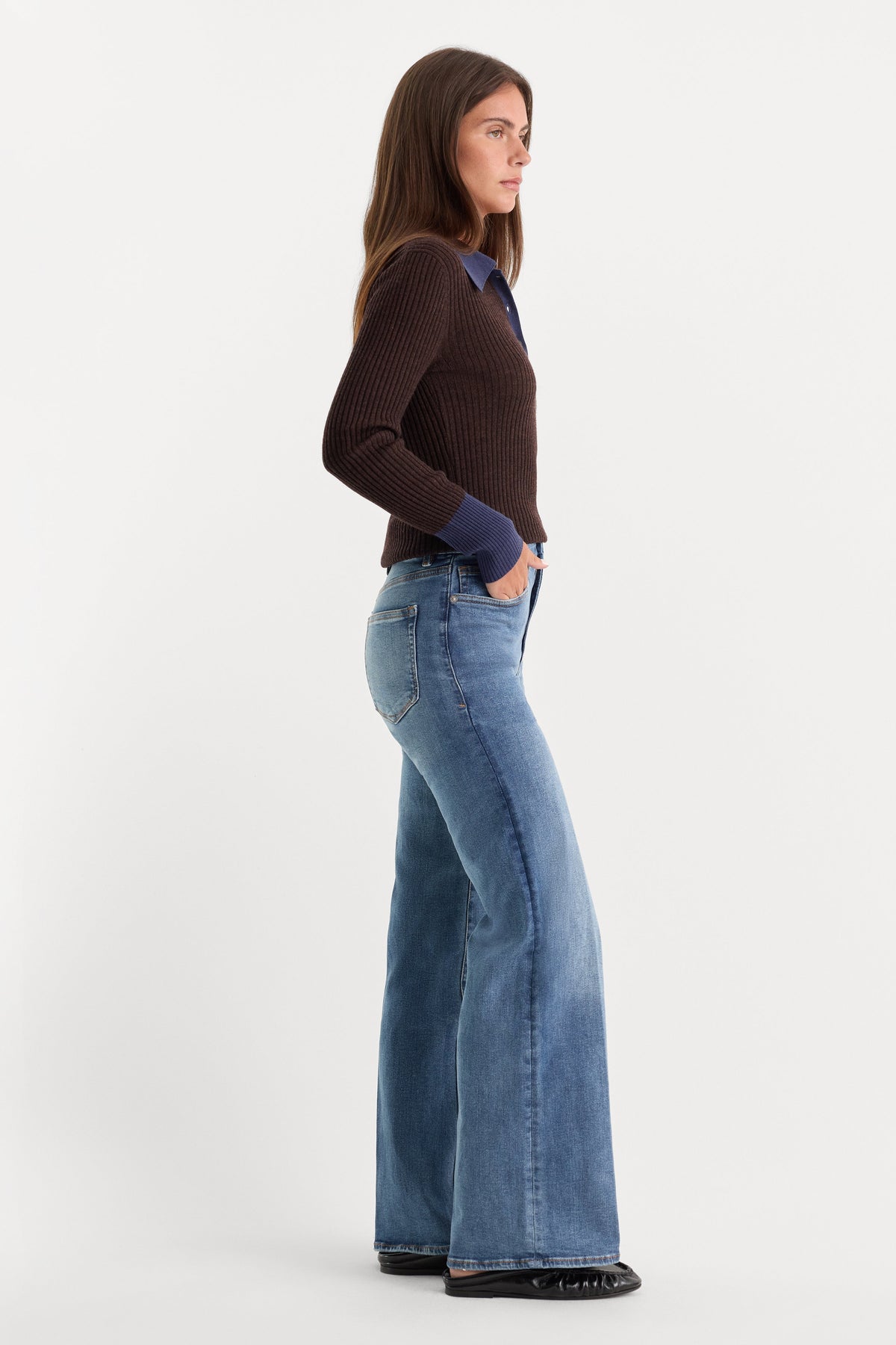 Premium ALWAYS FITS SLIM PALAZZO JEANS TAWNY