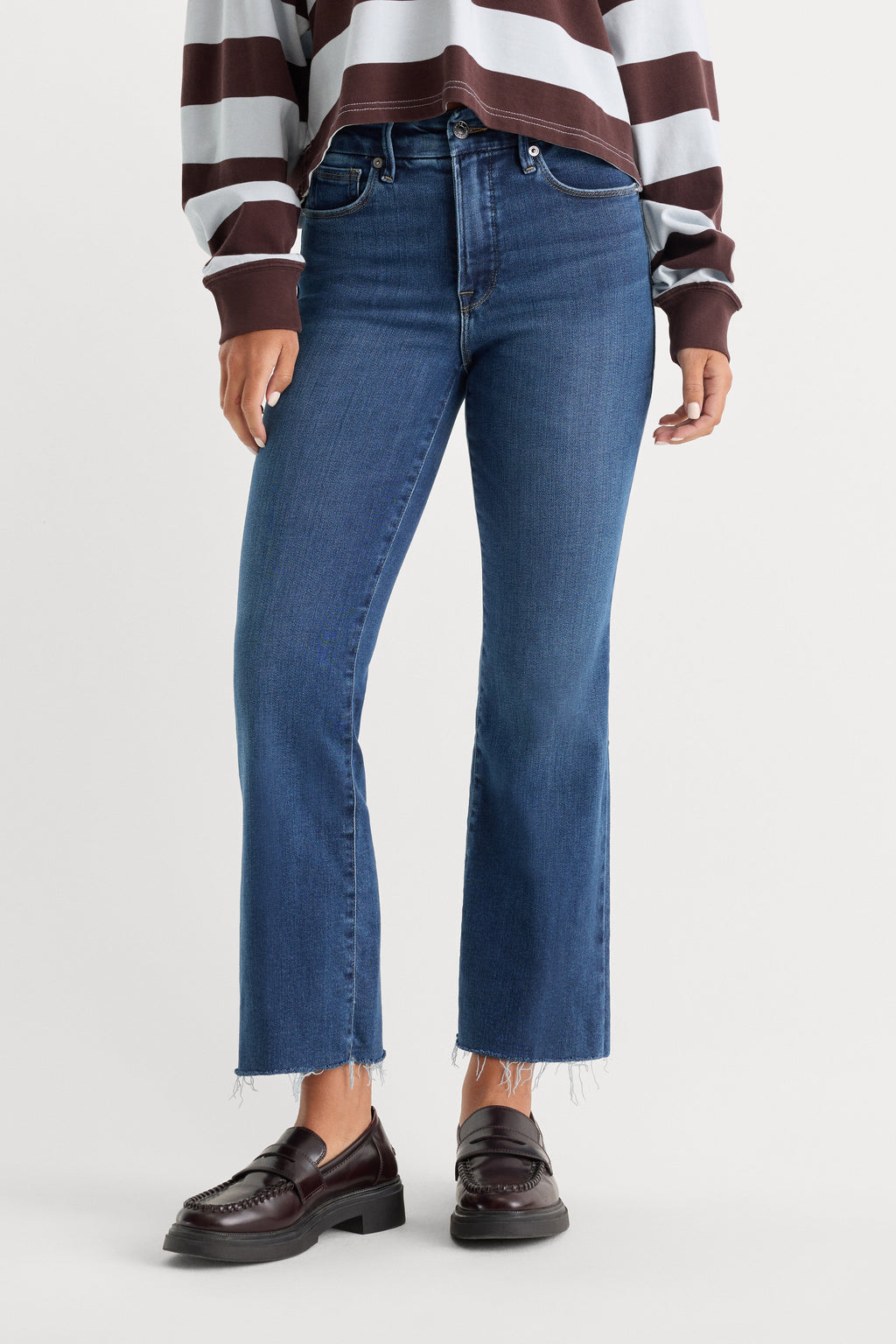 Premium SOFT TECH GOOD LEGS CROPPED MINI BOOT JEANSINDIGO818
