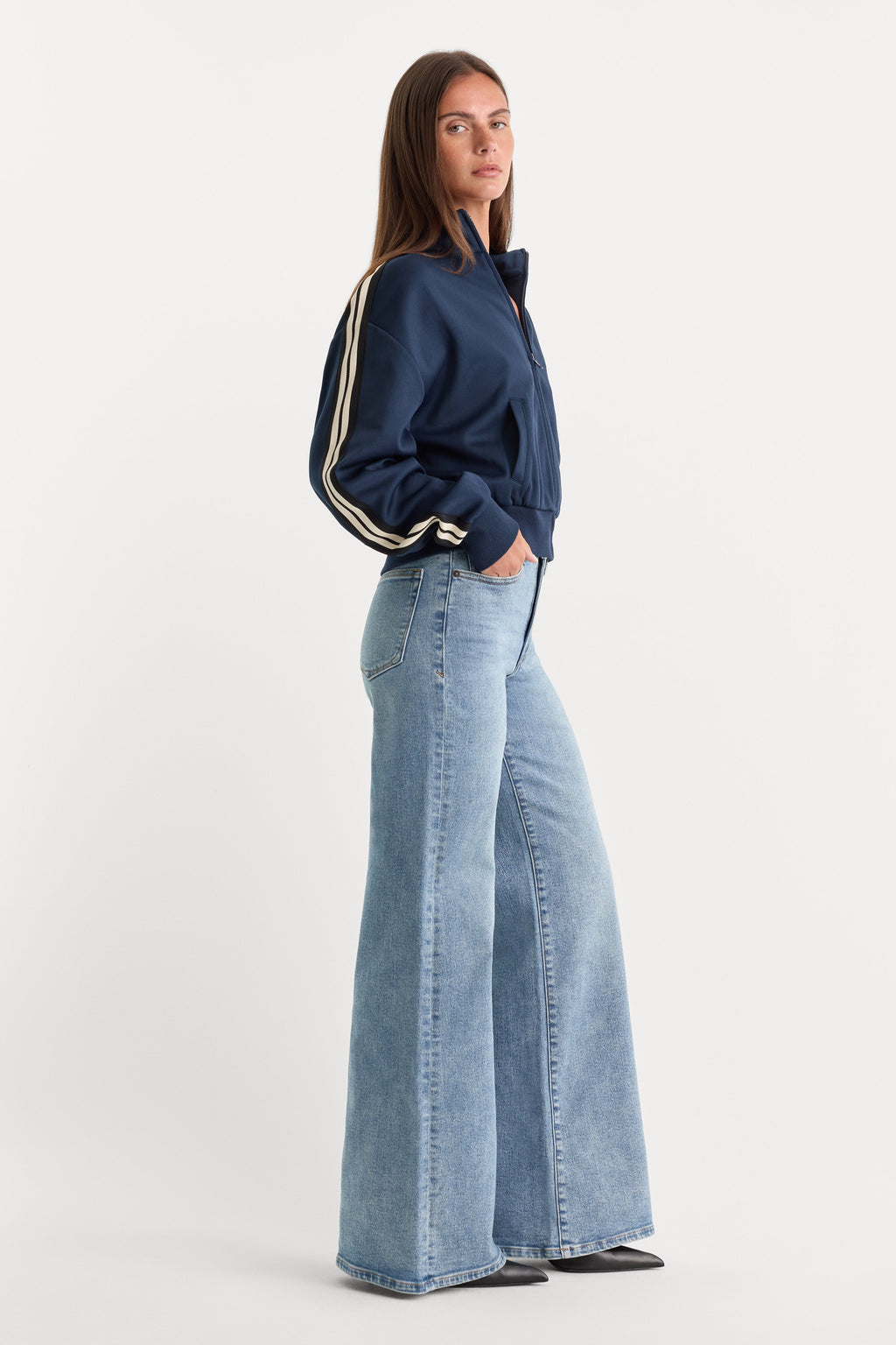 Premium GOOD WAIST PALAZZO JEANS INDIGO1154