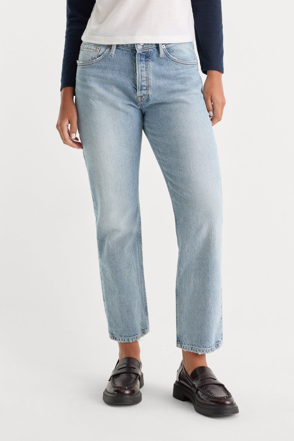 Premium VINTAGE STRAIGHT ANKLE JEANS INDIGO1220