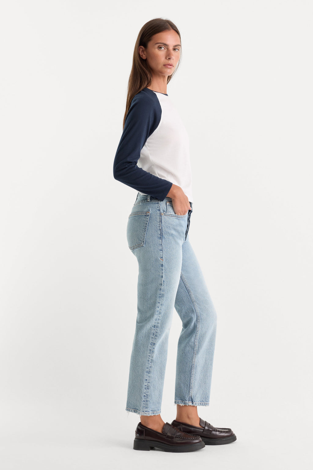 Premium VINTAGE STRAIGHT ANKLE JEANS INDIGO1220