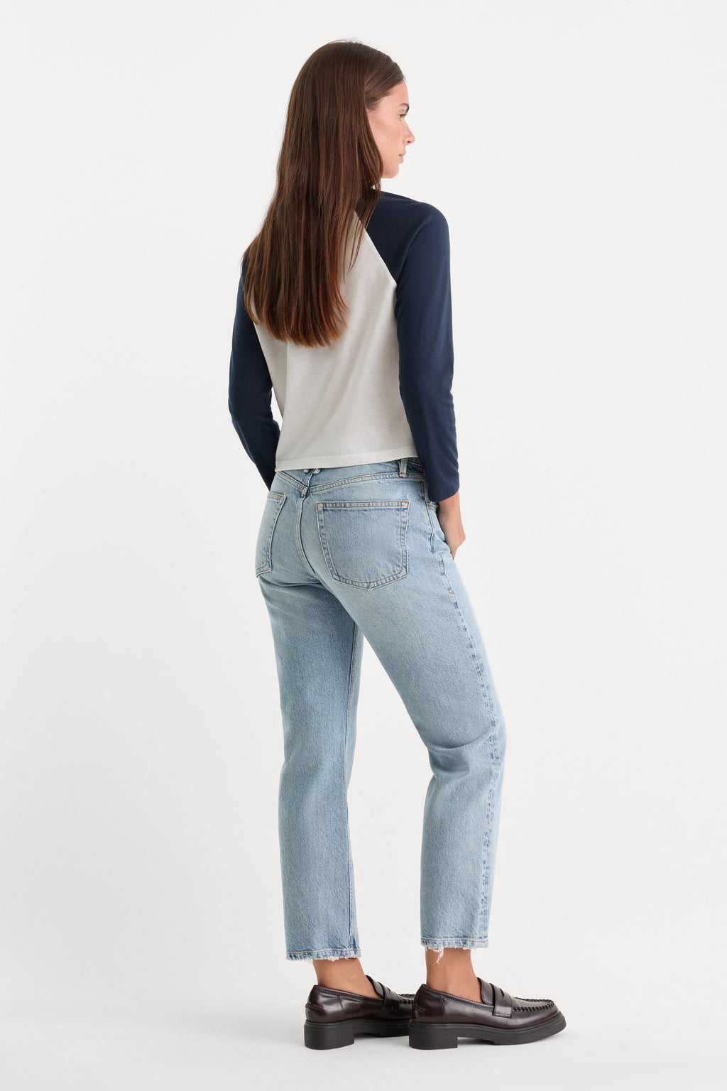 Premium VINTAGE STRAIGHT ANKLE JEANS INDIGO1220