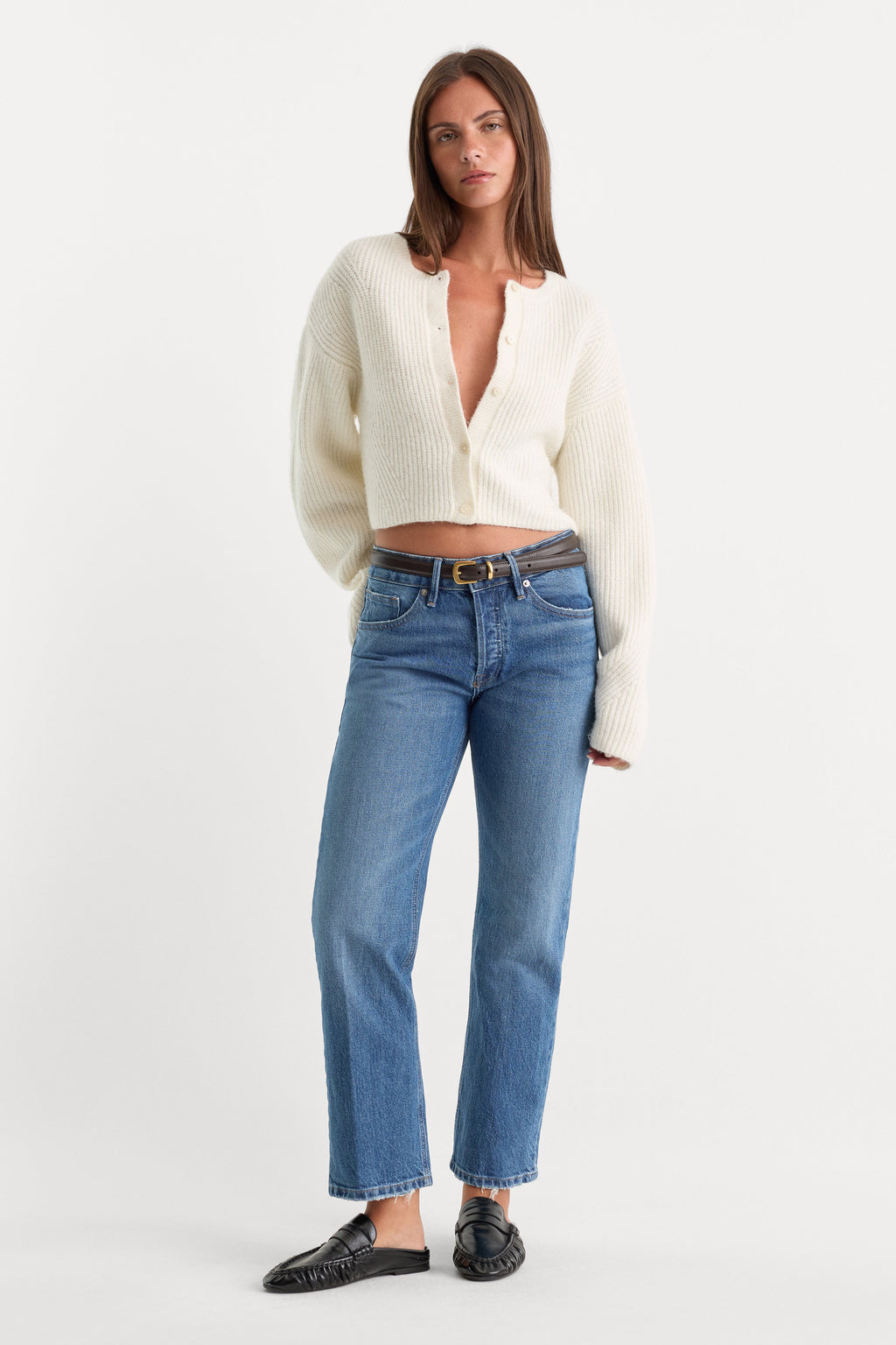 Premium VINTAGE STRAIGHT ANKLE JEANS INDIGO1222