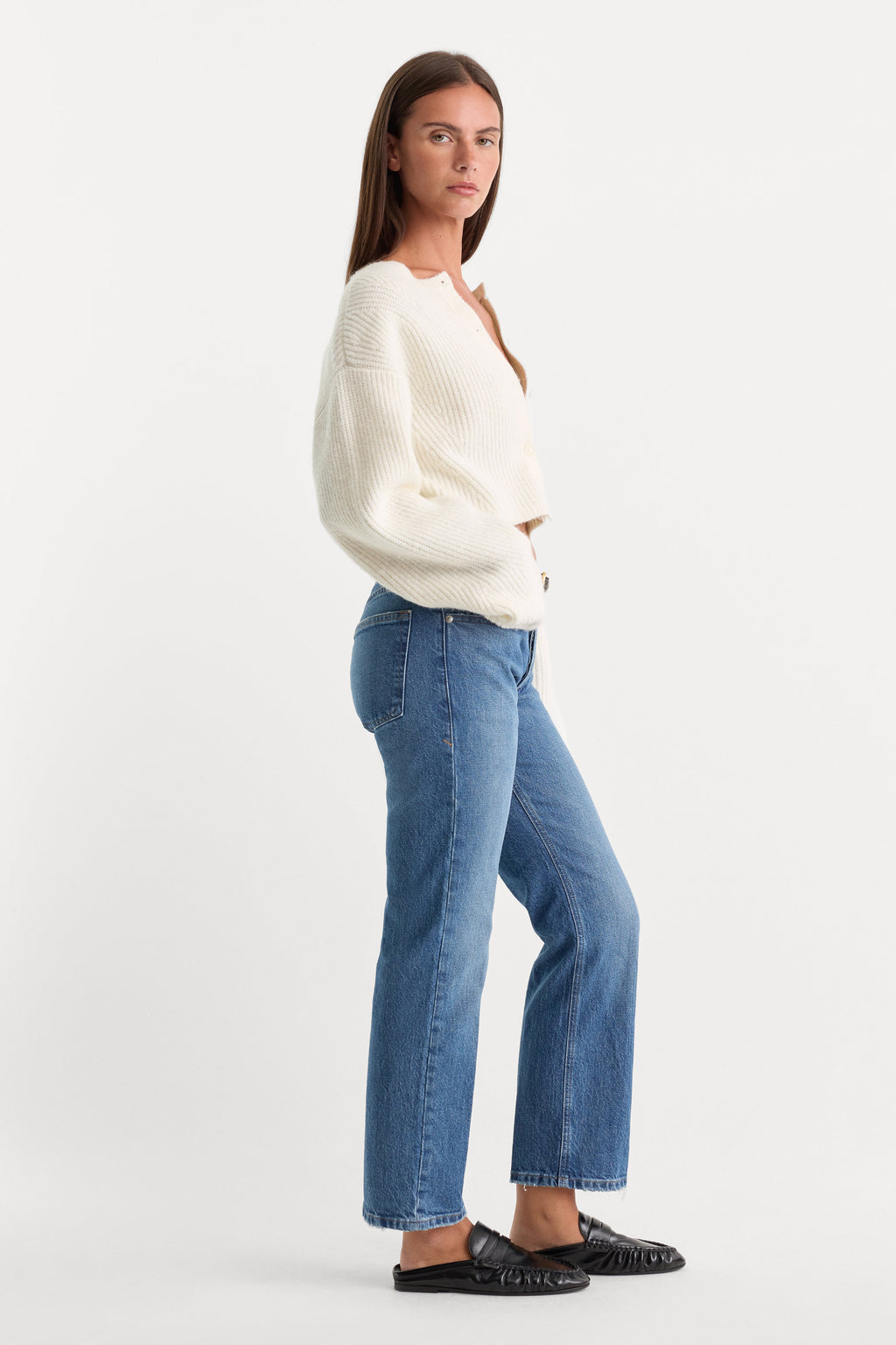 Premium VINTAGE STRAIGHT ANKLE JEANS INDIGO1222