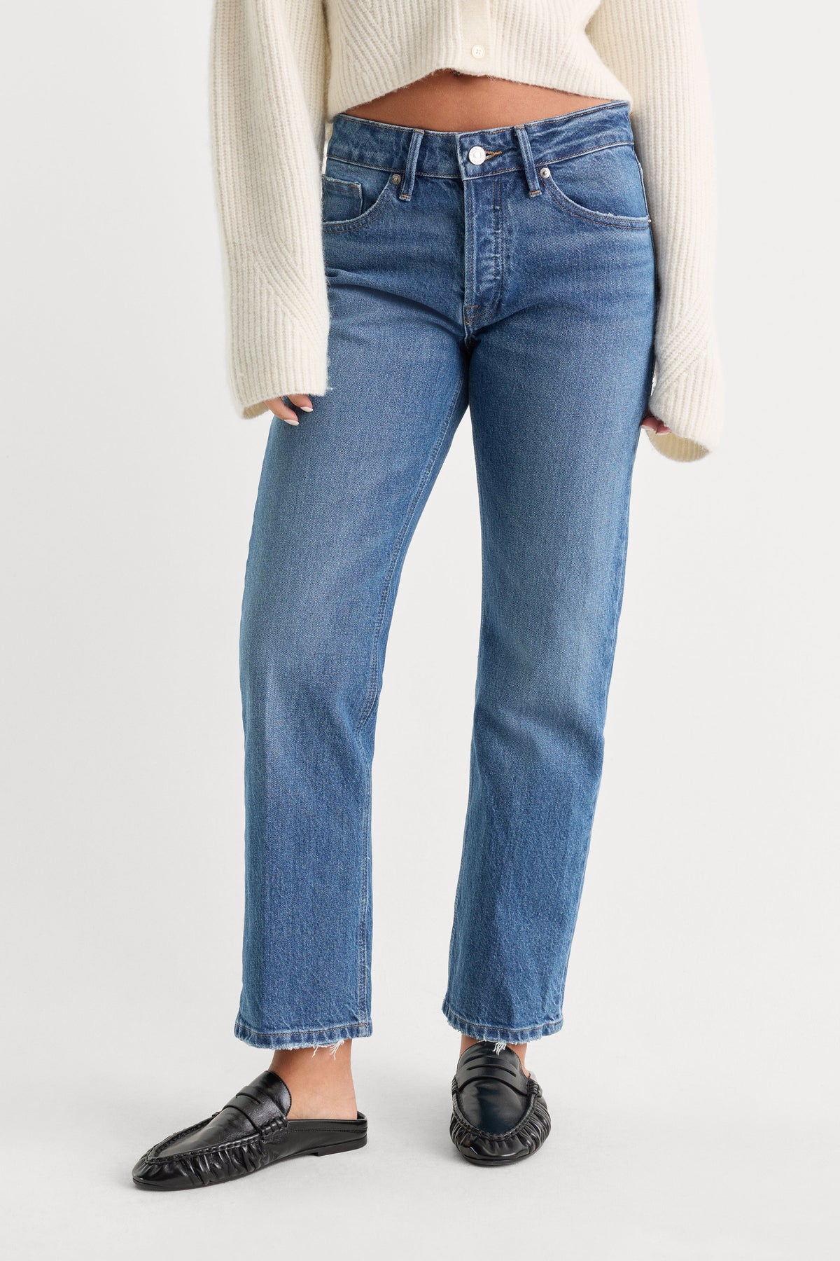 Premium VINTAGE STRAIGHT ANKLE JEANS INDIGO1222