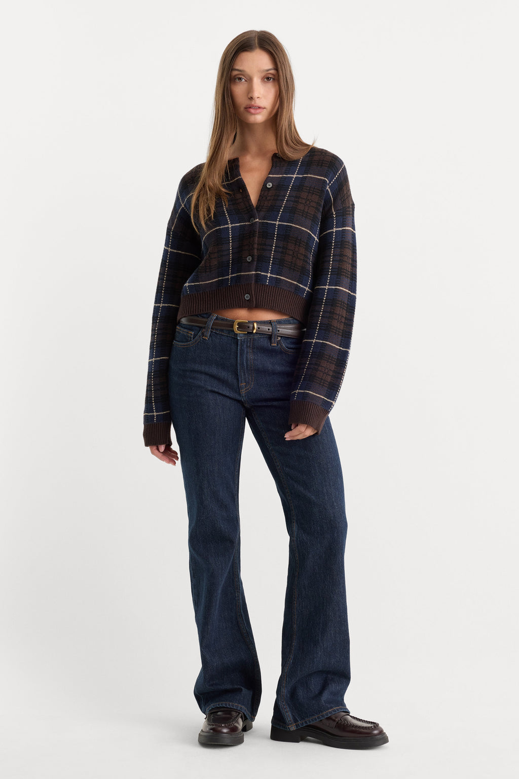 Premium THE JACQUARD CARDIGAN CHOCOLATE PLAID