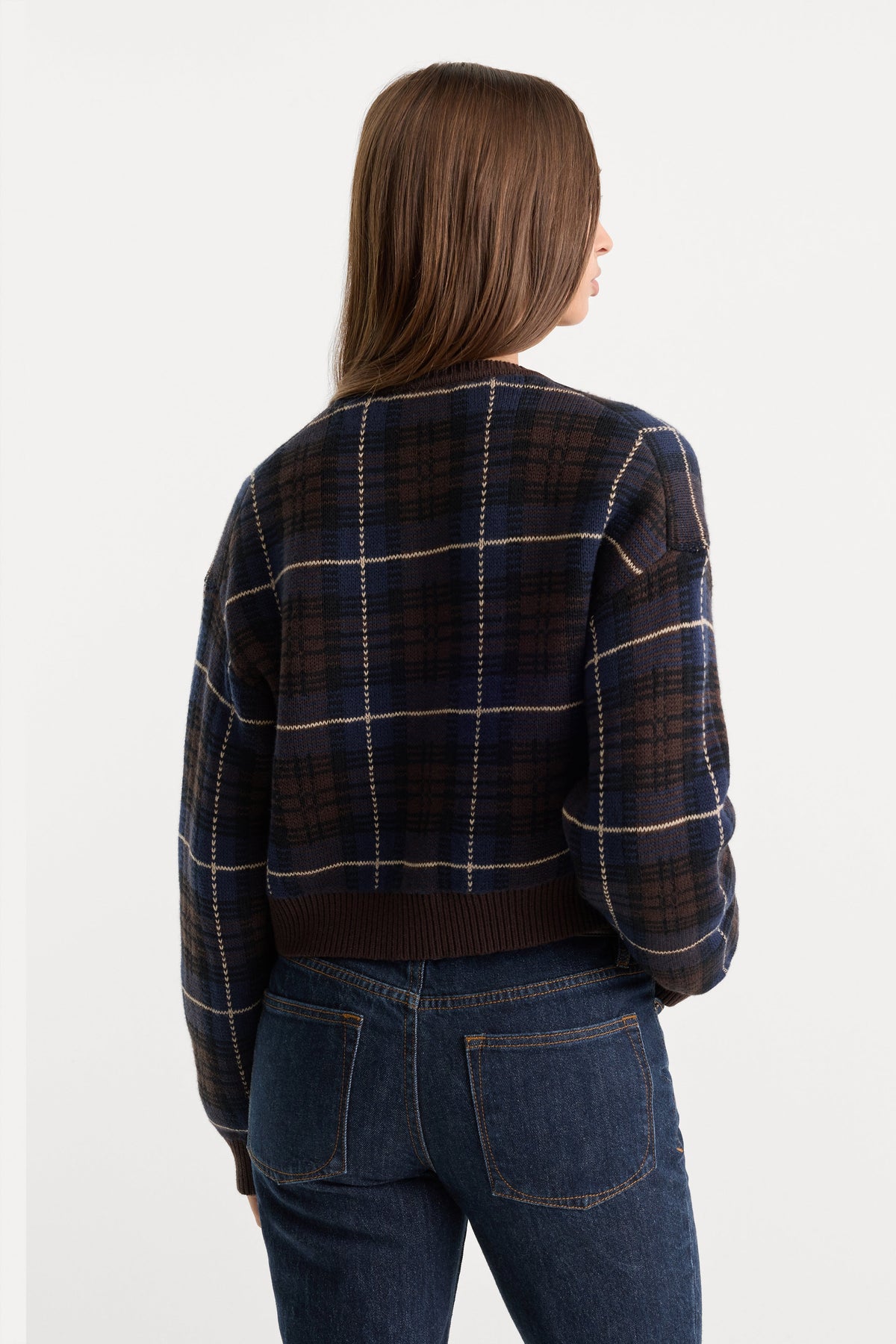 Premium THE JACQUARD CARDIGAN CHOCOLATE PLAID