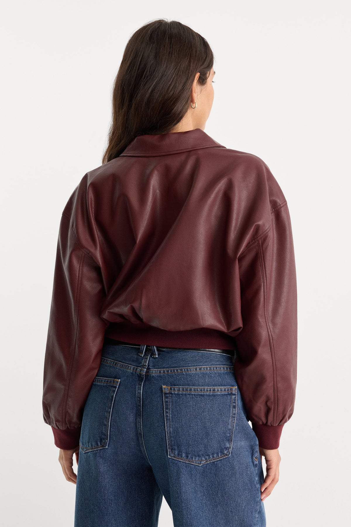 Premium THE BETTER THAN LEATHER BOMBER JACKET BERRY NOIR