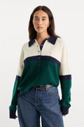 Premium THE OVERSIZED RUGBY SWEATER FOREST BLOCKED STRIPE