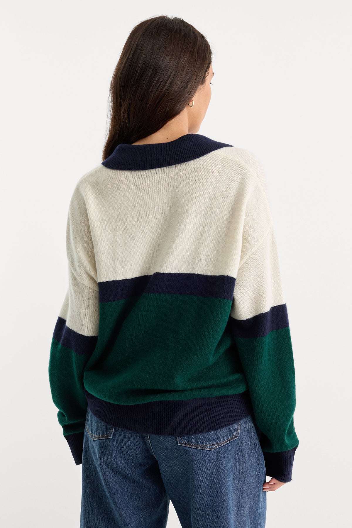 Premium THE OVERSIZED RUGBY SWEATER FOREST BLOCKED STRIPE