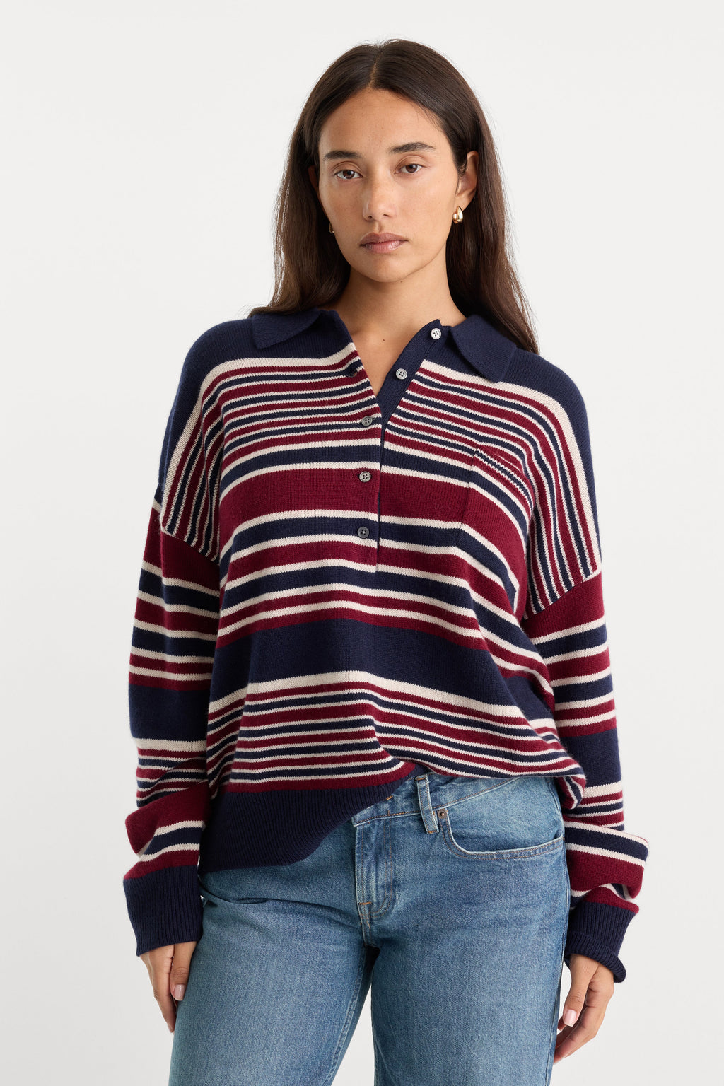 Premium THE OVERSIZED RUGBY SWEATER MULTI STRIPE