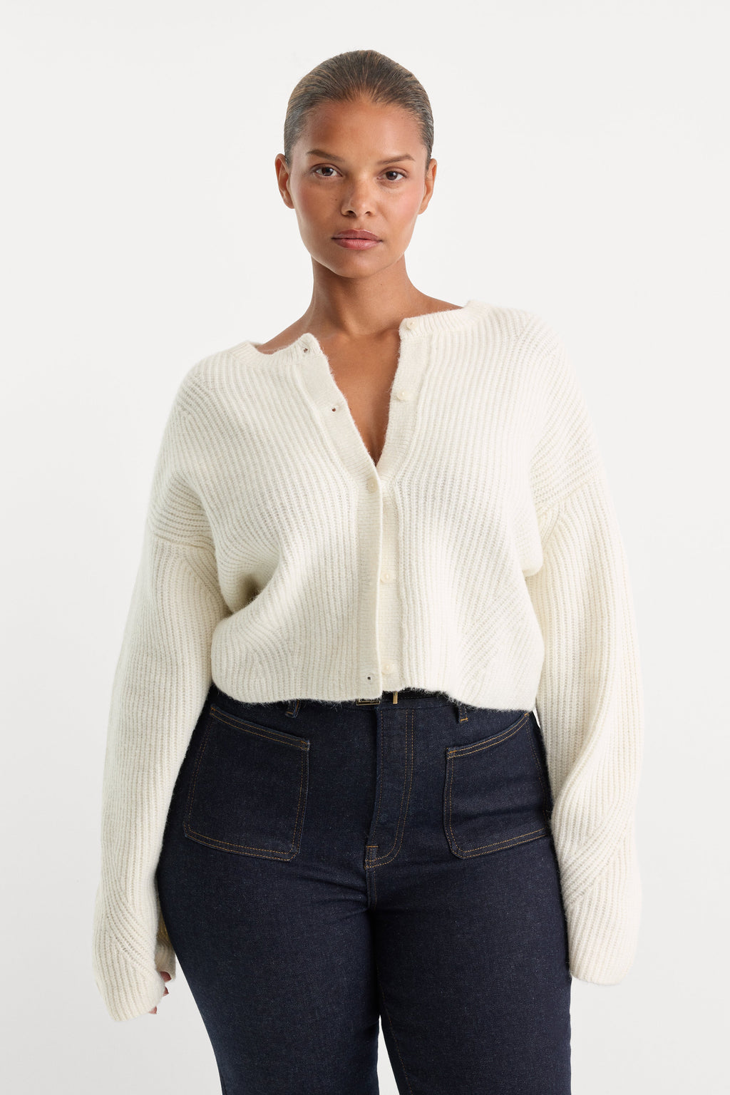Premium THE CHUNKY KNIT CARDIGAN CHALK