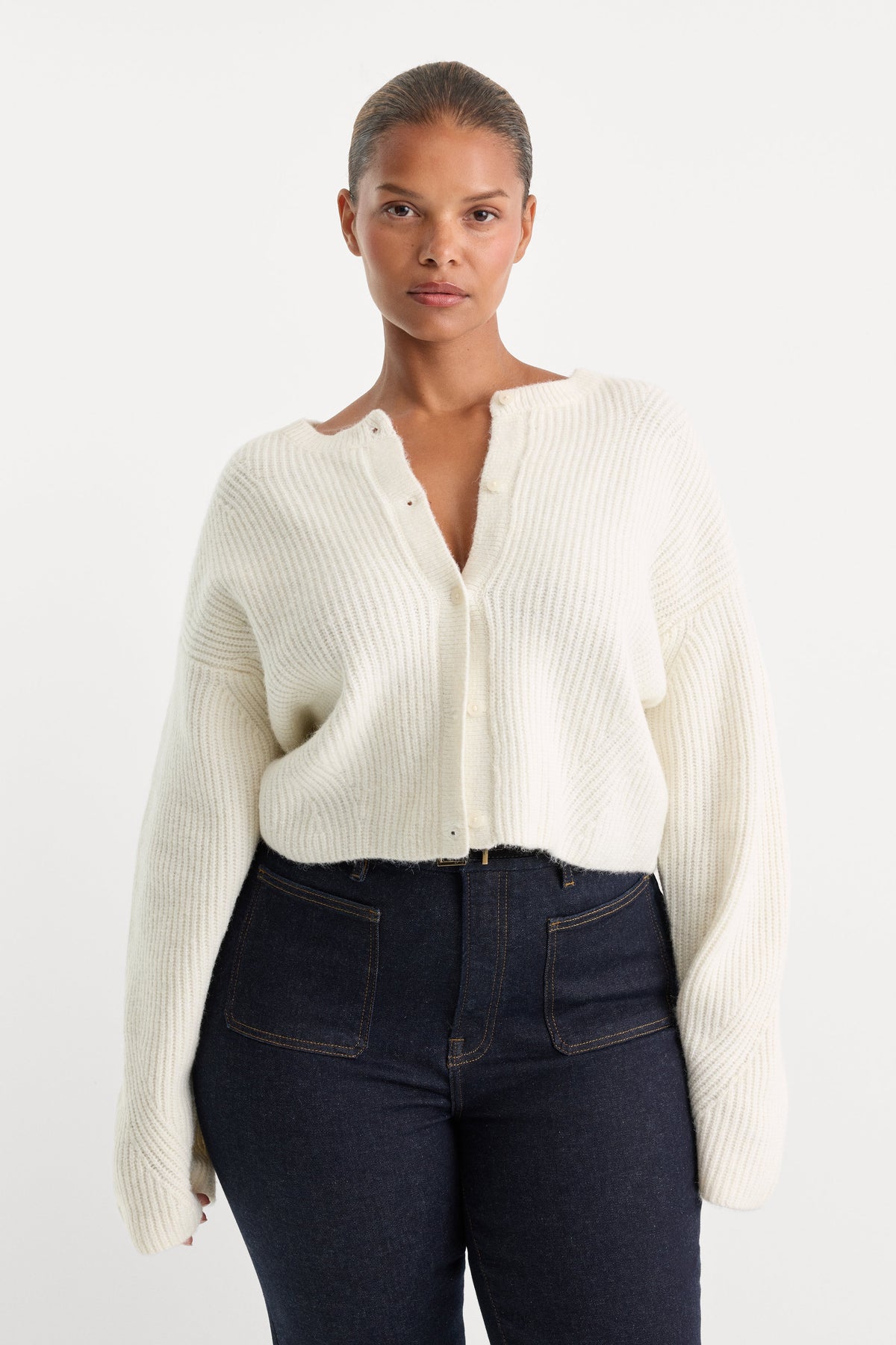 Premium THE CHUNKY KNIT CARDIGAN CHALK