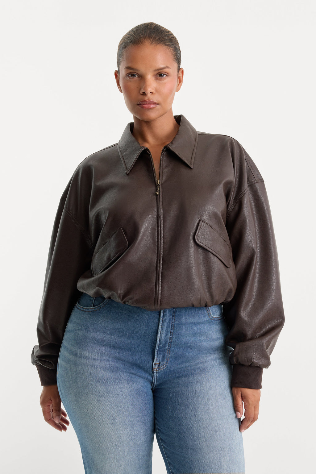 Premium THE BETTER THAN LEATHER BOMBER JACKET ESPRESSO