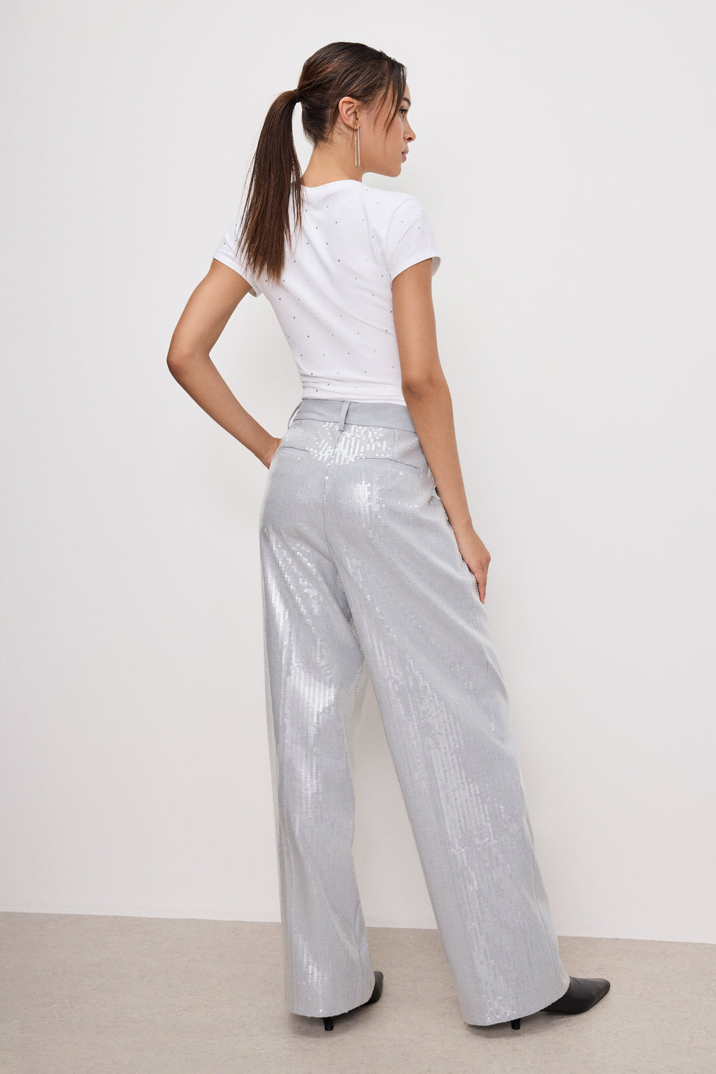 Premium GOOD 90s SEQUIN TROUSERS HEATHER GREY001