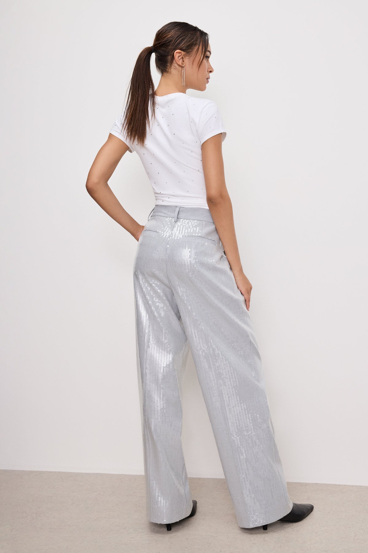 Premium GOOD 90s SEQUIN TROUSERS HEATHER GREY001