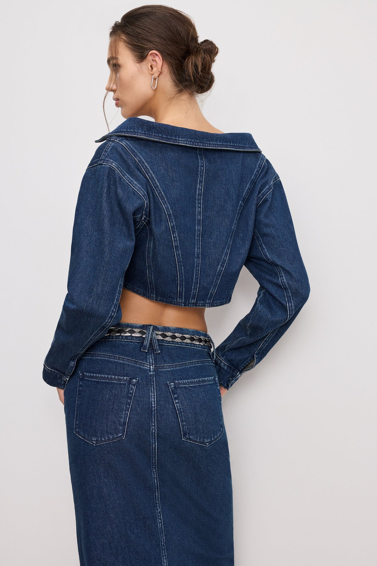 Premium DENIM OFF SHOULDER TOP INDIGO724