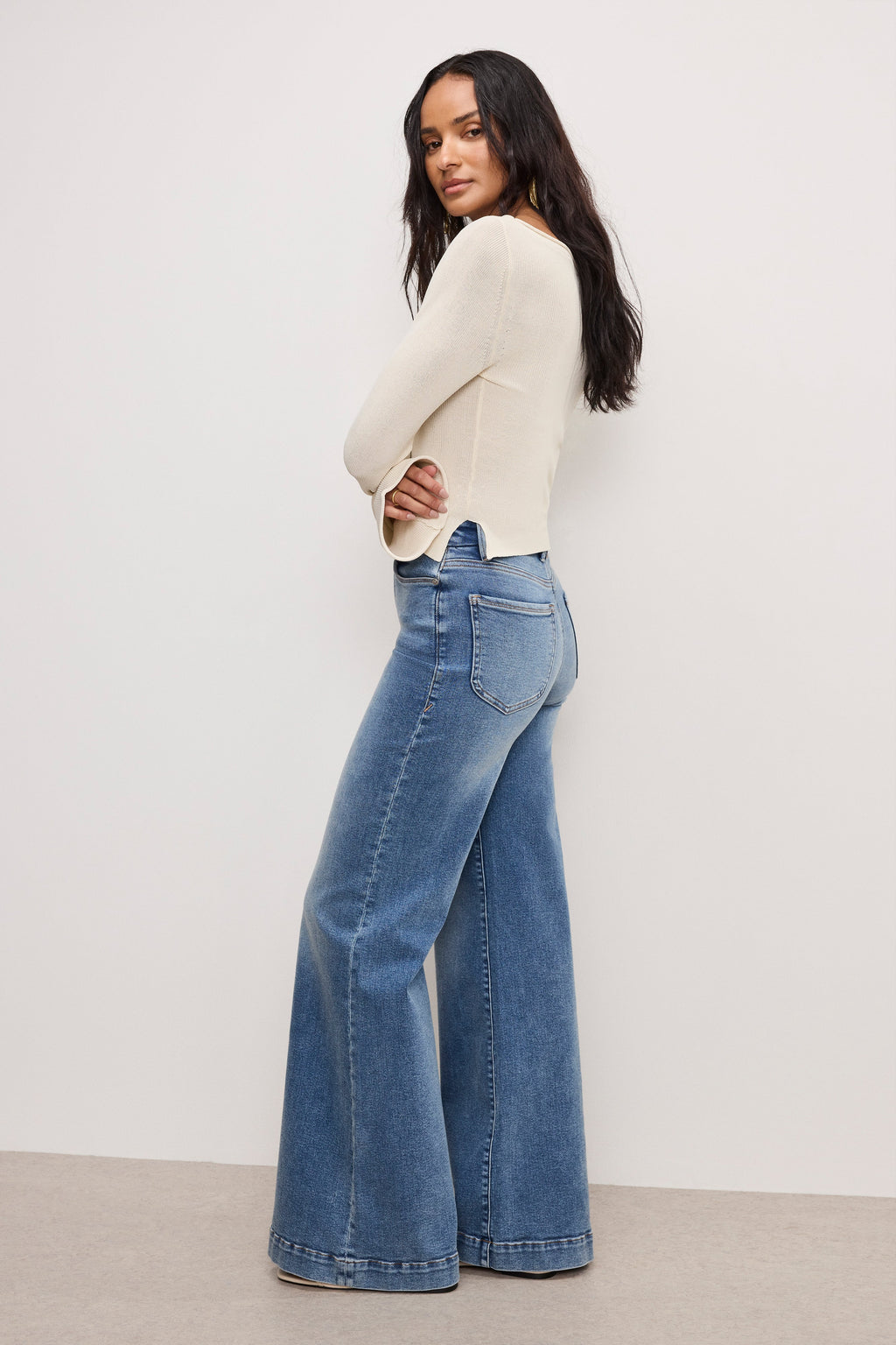 Premium GOOD WAIST PALAZZO COMPRESSION JEANS INDIGO837