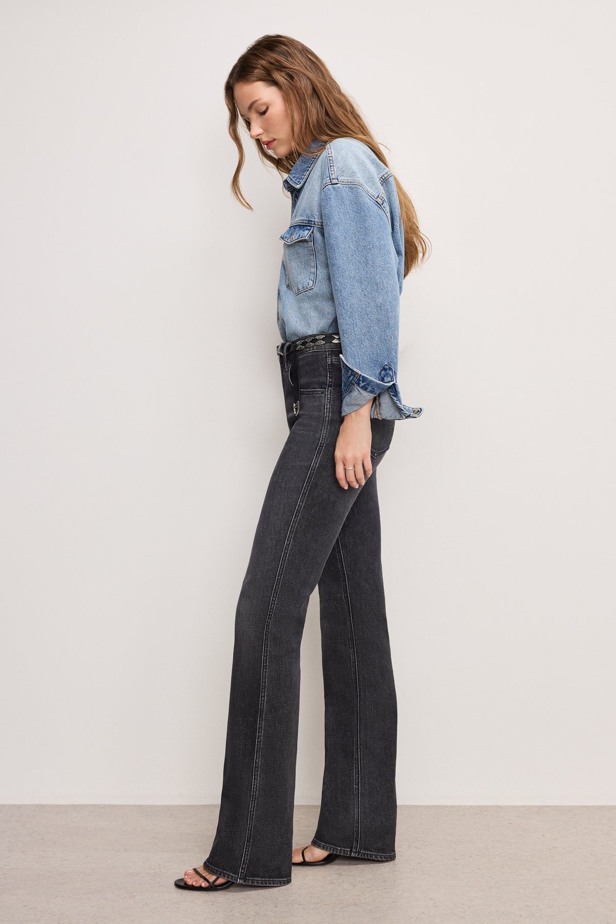 Premium GOOD COWBOY BOOTCUT JEANS BLACK354