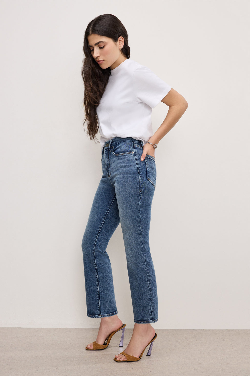 Premium GOOD PETITE STRAIGHT COMPRESSION JEANS INDIGO254