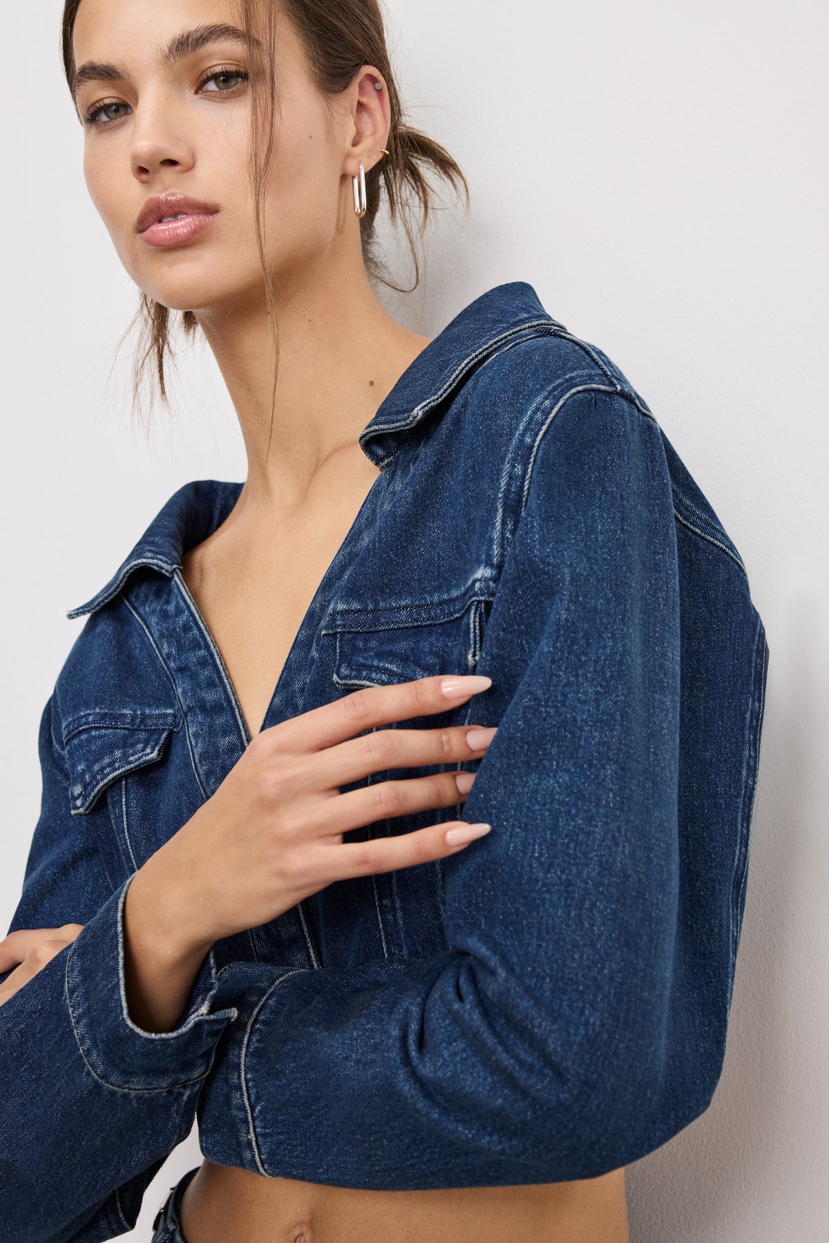 Premium DENIM OFF SHOULDER TOP INDIGO724