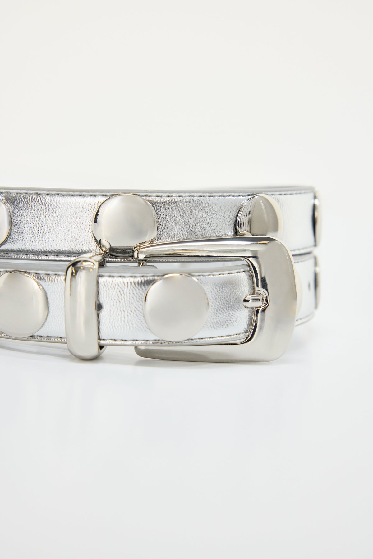 Premium CLASSIC STUDDED SILVER BELT CHROME004