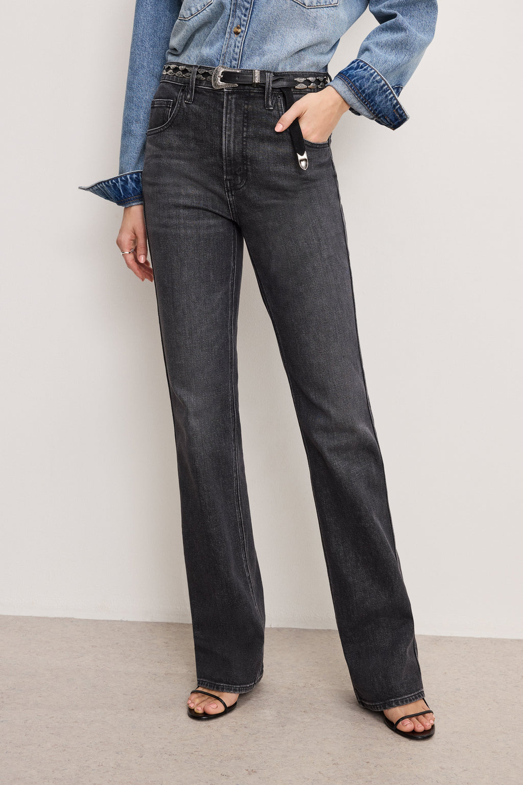 Premium GOOD COWBOY BOOTCUT JEANS BLACK354