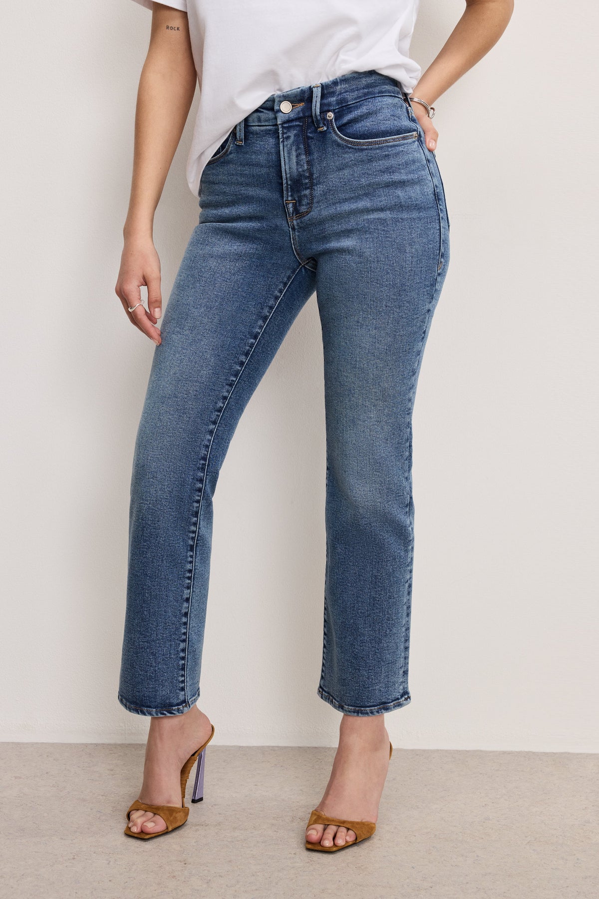 Premium GOOD PETITE STRAIGHT COMPRESSION JEANS INDIGO254
