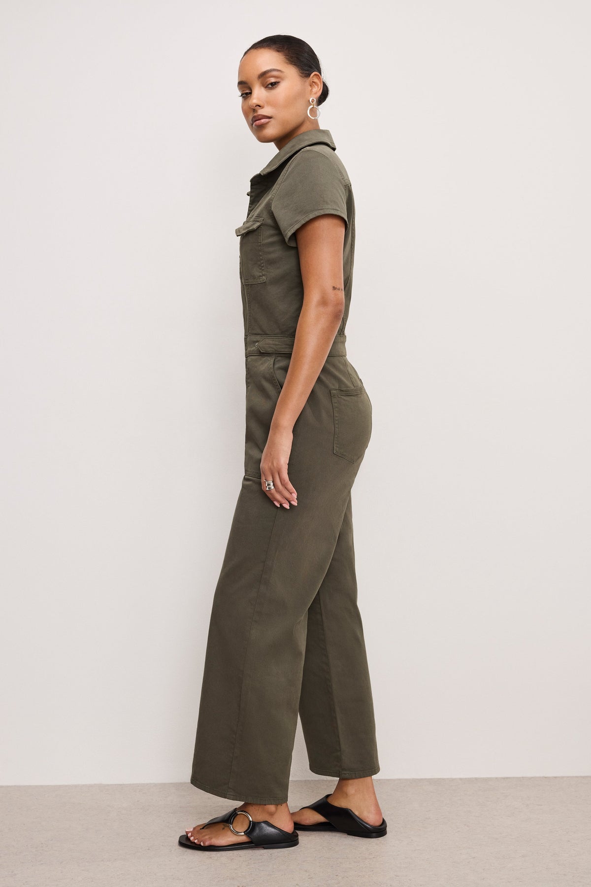 Premium FIT FOR SUCCESS TWILL PALAZZO CROPPED JUMPSUIT FATIGUE001