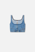 Premium REWORKED DENIM VEST INDIGO1083