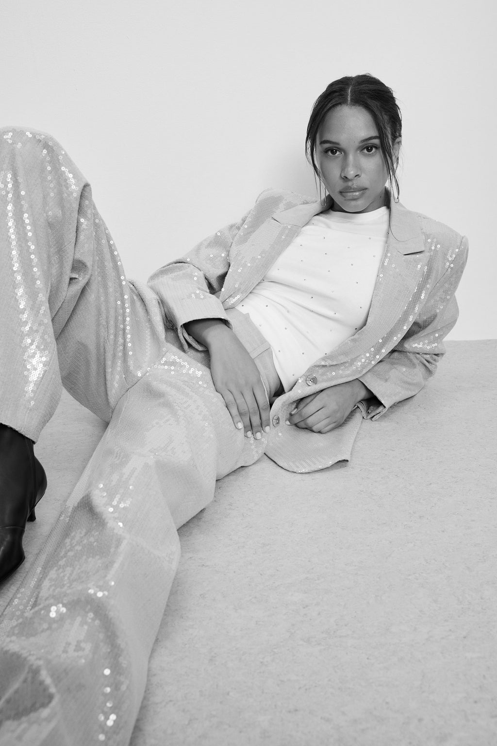 Premium GOOD 90s SEQUIN TROUSERS HEATHER GREY001
