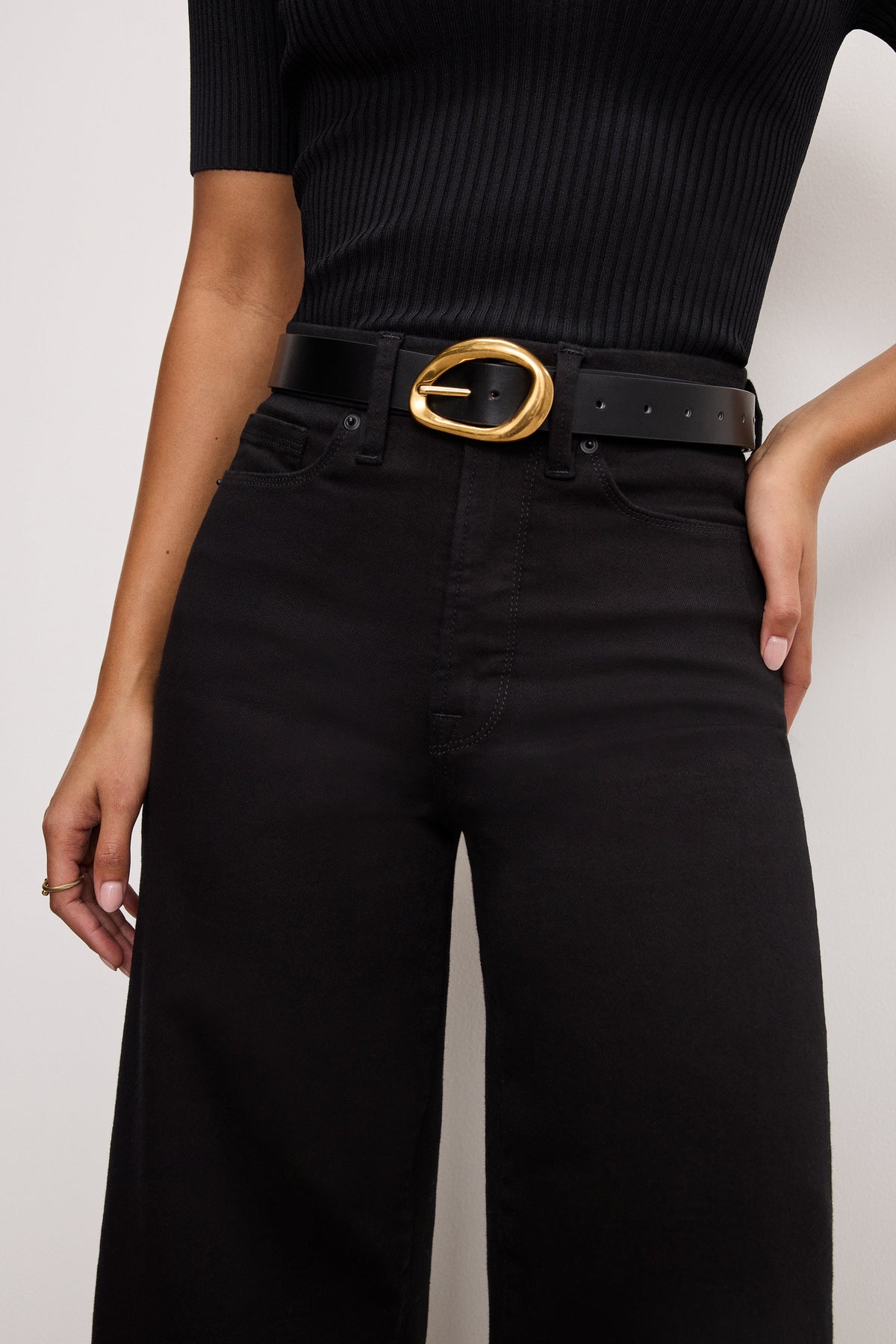 Premium NEVER FADE GOOD WAIST CROPPED PALAZZO JEANS BLACK001