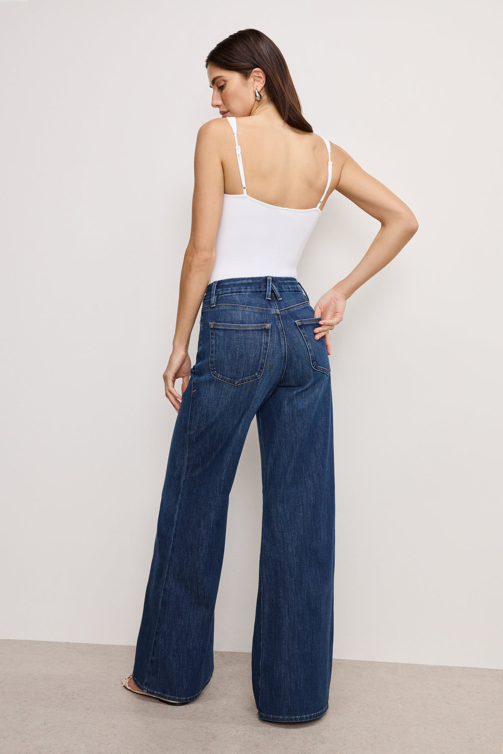 Premium SOFT TECH GOOD WAIST PALAZZO JEANS INDIGO977