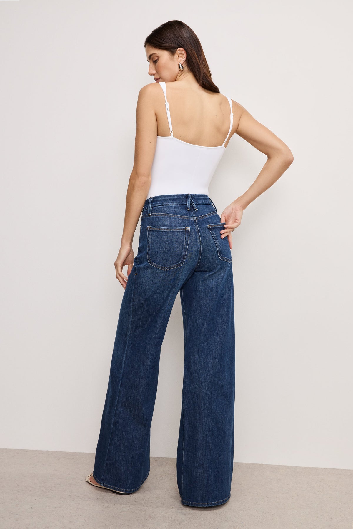 Premium SOFT TECH GOOD WAIST PALAZZO JEANS INDIGO977
