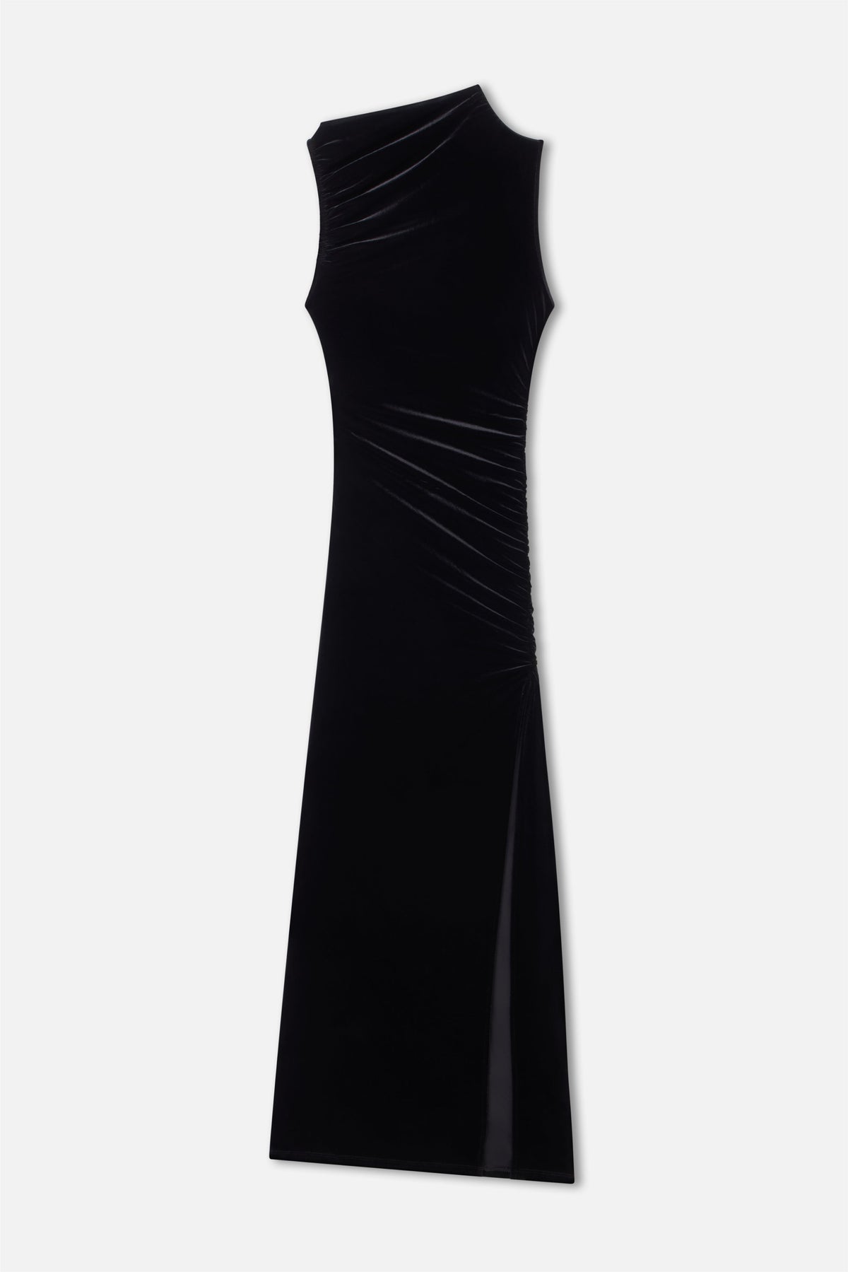 Premium VELVET HIGH NECK MAXI DRESS BLACK001