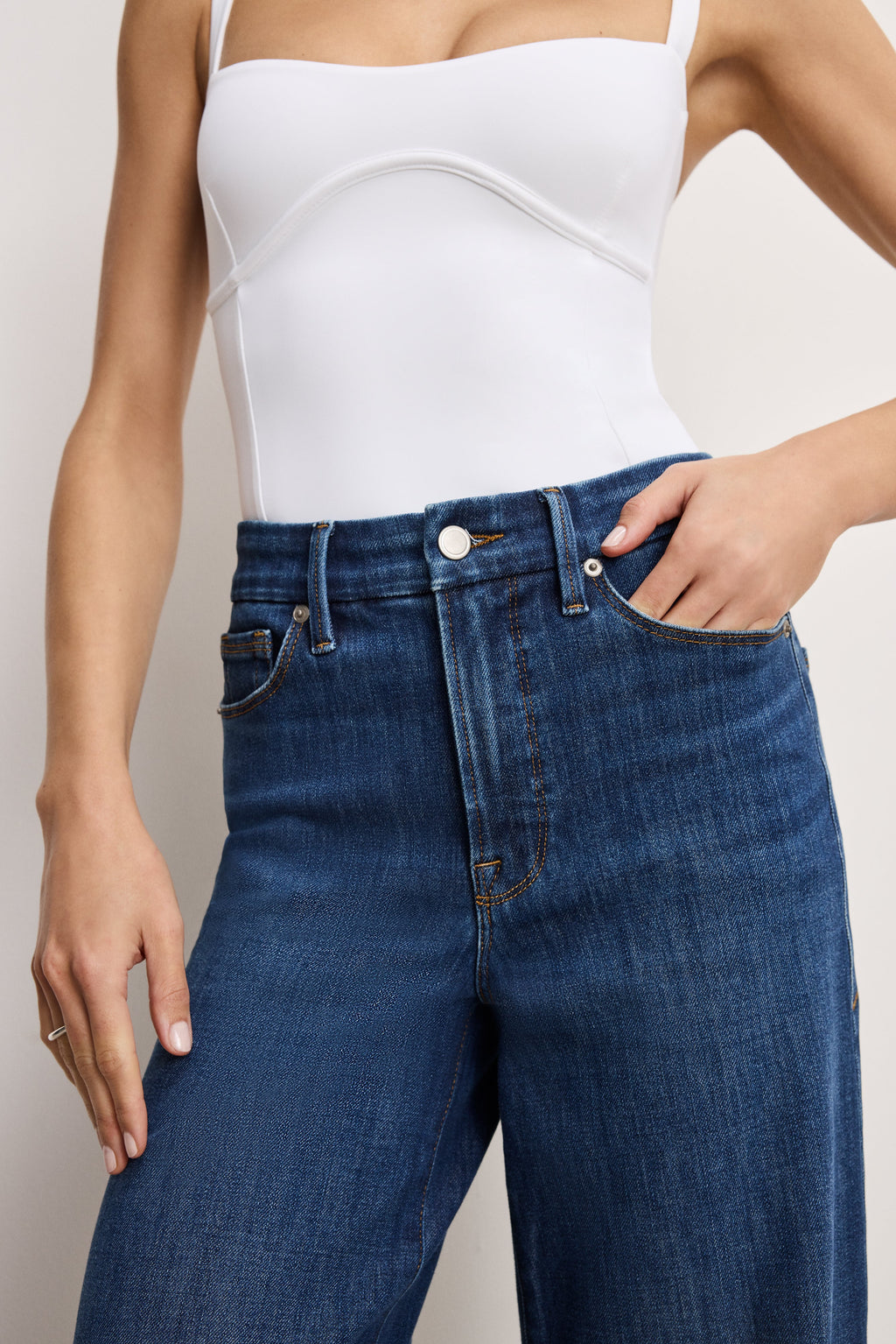 Premium SOFT TECH GOOD WAIST PALAZZO JEANS INDIGO977