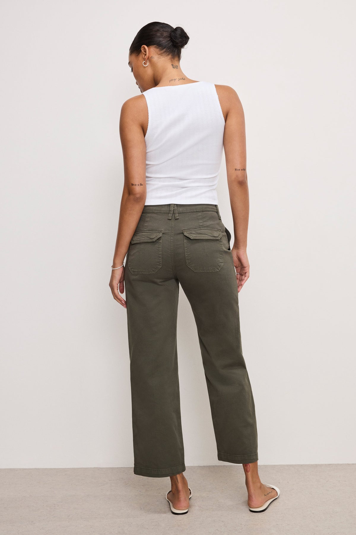 Premium CARGO CROPPED TWILL PANTS FATIGUE001