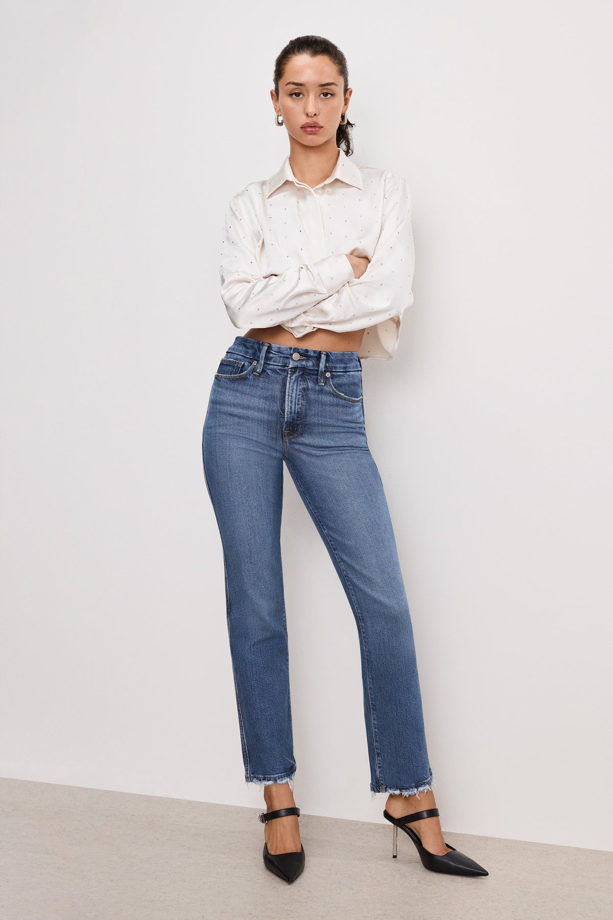 Premium SOFT TECH GOOD CURVE STRAIGHT JEANS INDIGO737
