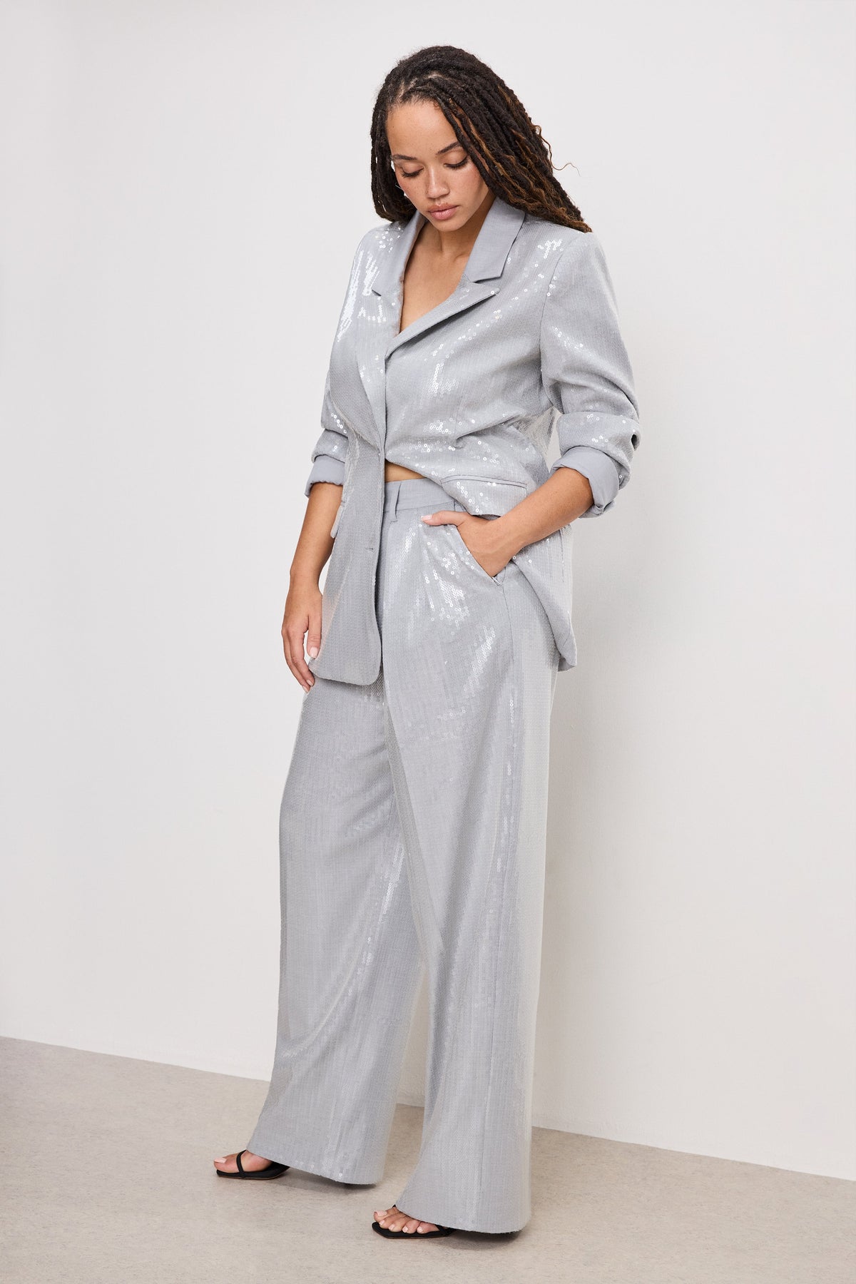 Premium GOOD 90s SEQUIN TROUSERS HEATHER GREY001