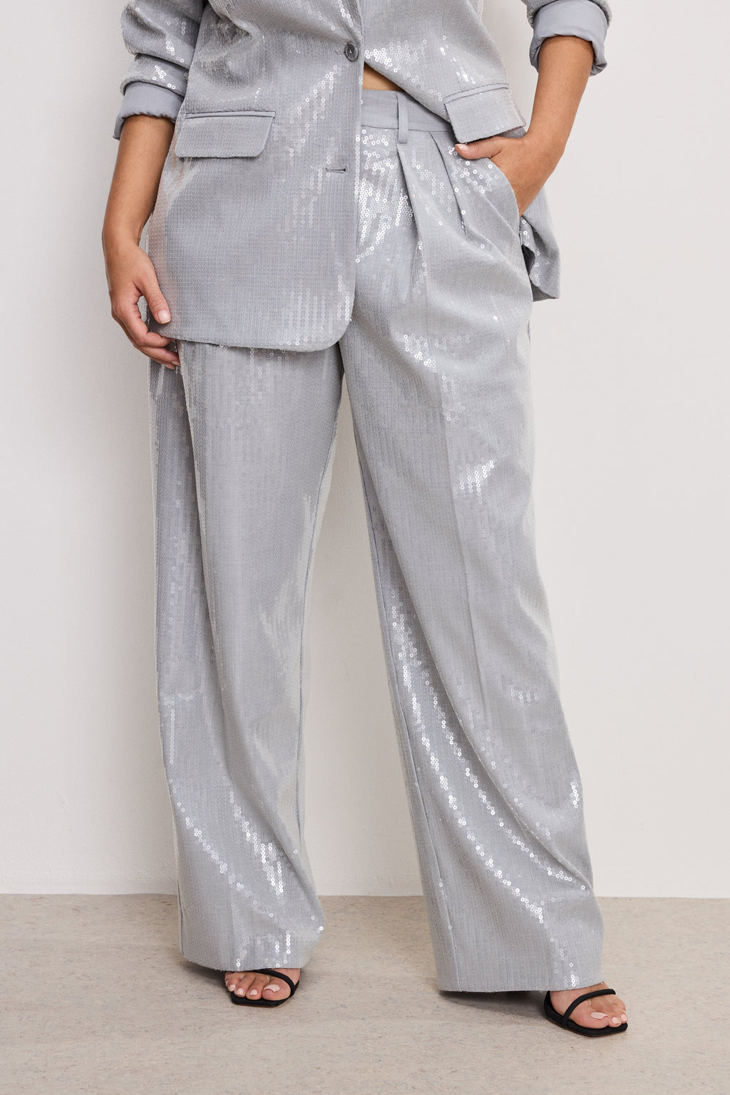 Premium GOOD 90s SEQUIN TROUSERS HEATHER GREY001