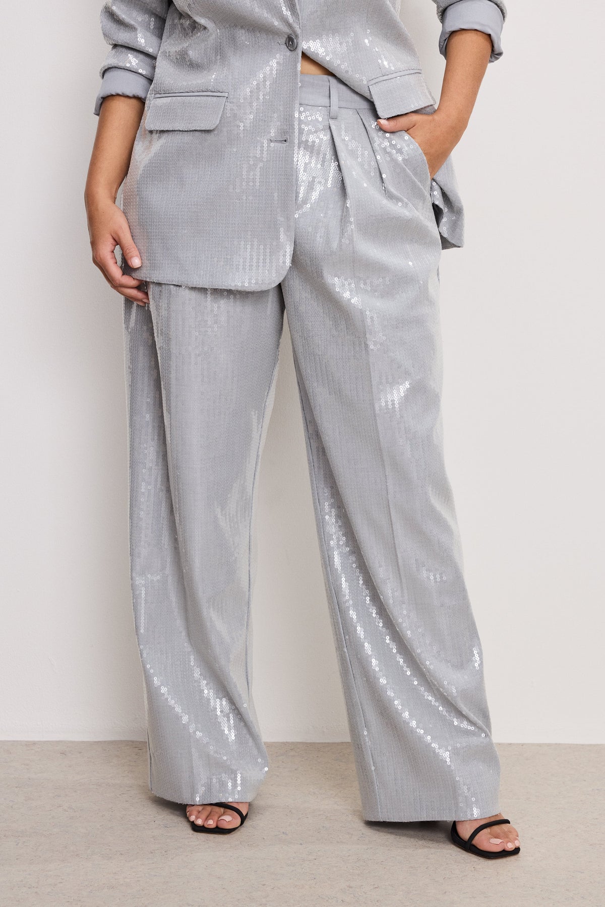 Premium GOOD 90s SEQUIN TROUSERS HEATHER GREY001