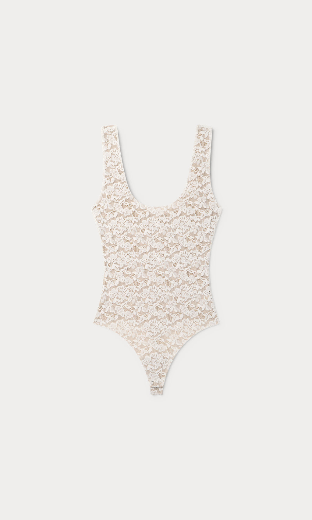Premium STRETCH LACE SCOOP TANK BODYSUIT CHALK
