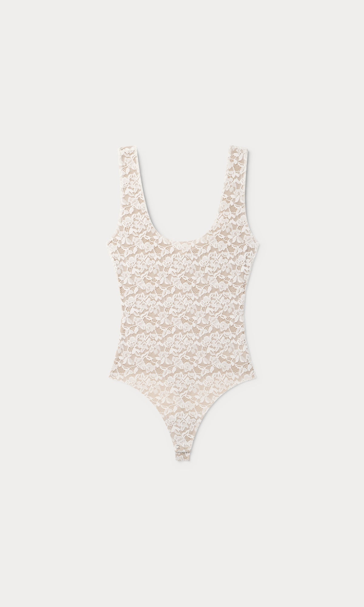 Premium STRETCH LACE SCOOP TANK BODYSUIT CHALK