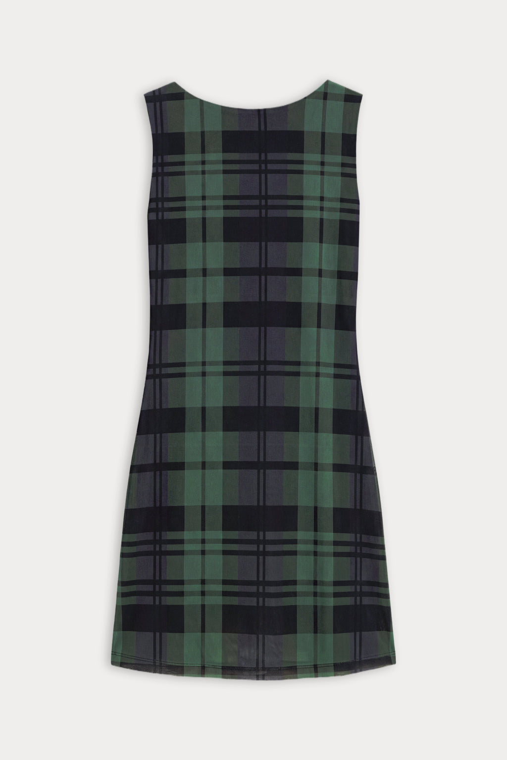 Premium THE MESH MINI DRESS NAVY AND GREEN PLAID