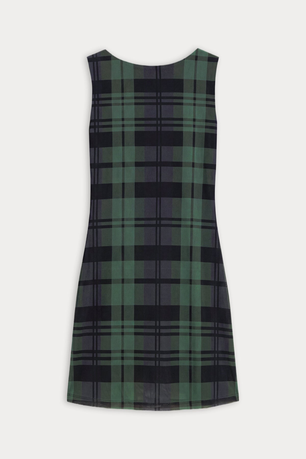 Premium THE MESH MINI DRESS NAVY AND GREEN PLAID