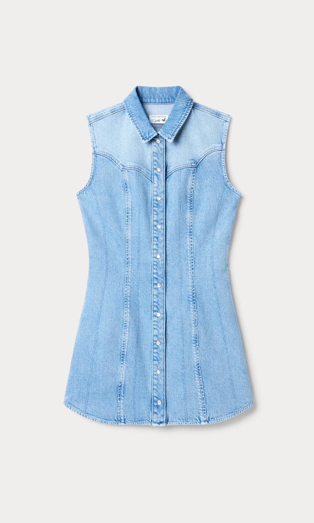 Premium DOLLY SLEEVELESS DENIM MINI DRESS LIGHT BLUE