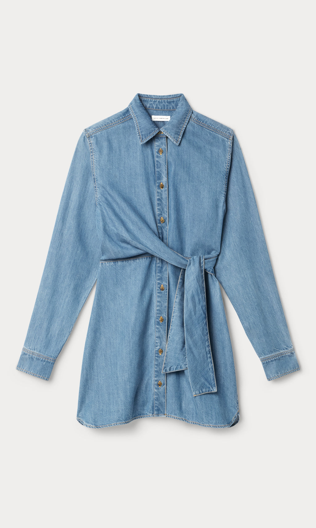 Premium DENIM WRAP SHIRT DRESS INDIGO266