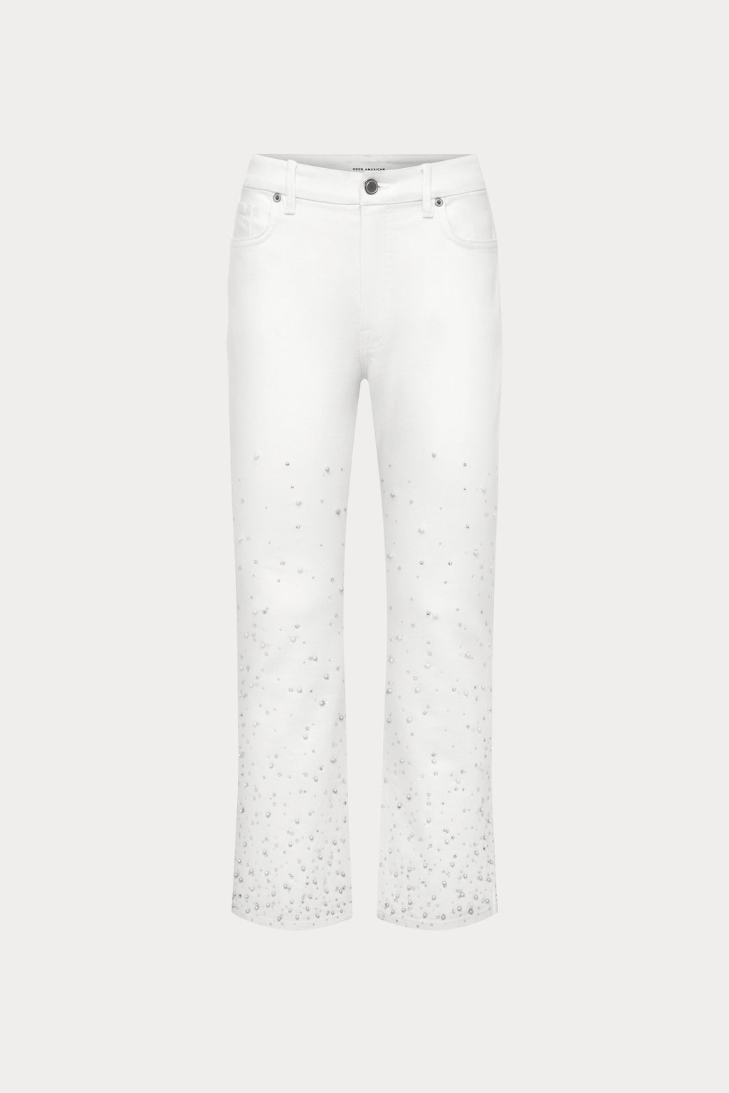 Premium GOOD ICON STRAIGHT ANKLE PEARL JEANS WHITE001