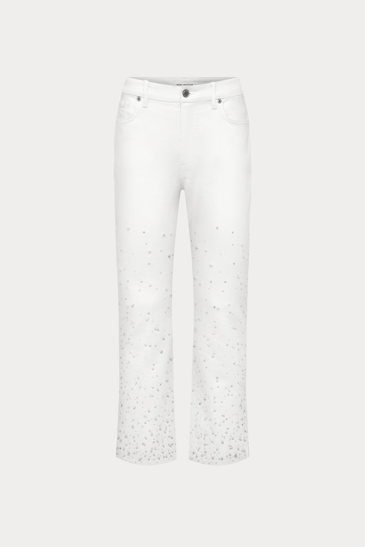 Premium GOOD ICON STRAIGHT ANKLE PEARL JEANS WHITE001