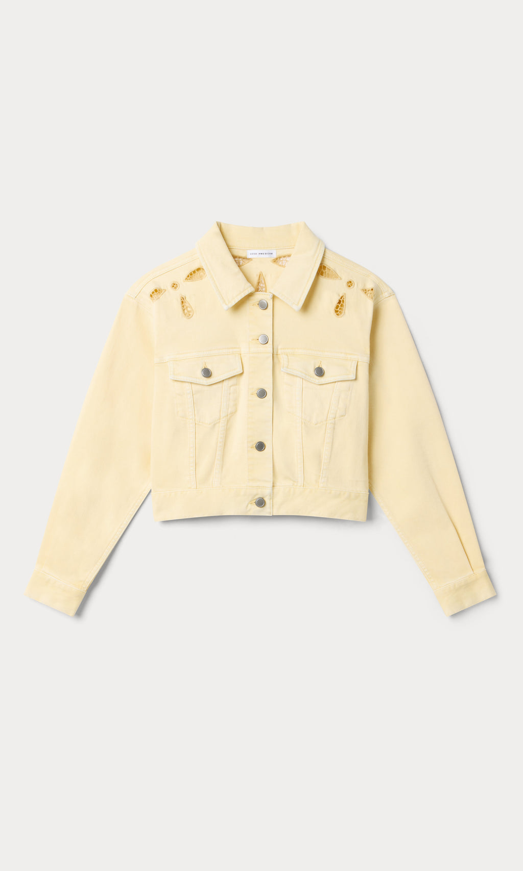 Premium ESSENTIAL CROP DENIM JACKET EMBROIDERED ANISE YELLOW